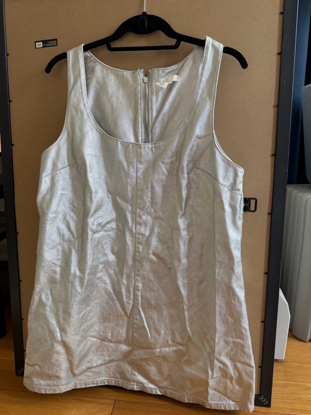 H&M Metallic Silver Scoop Neck Tank Dress